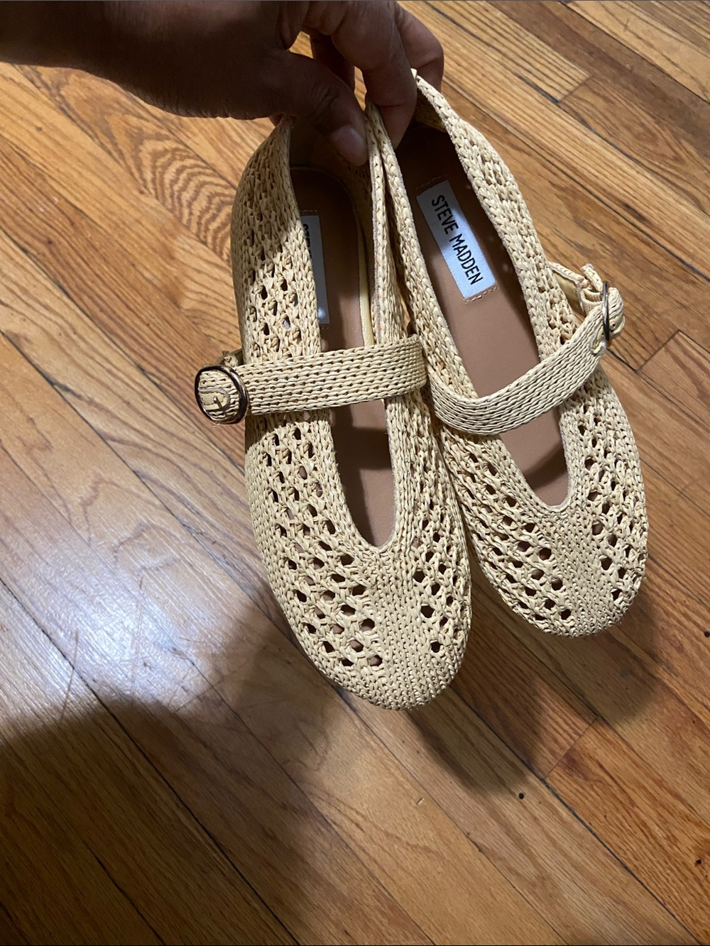 Steve Madden Cream Woven Mary Jane Loafers
